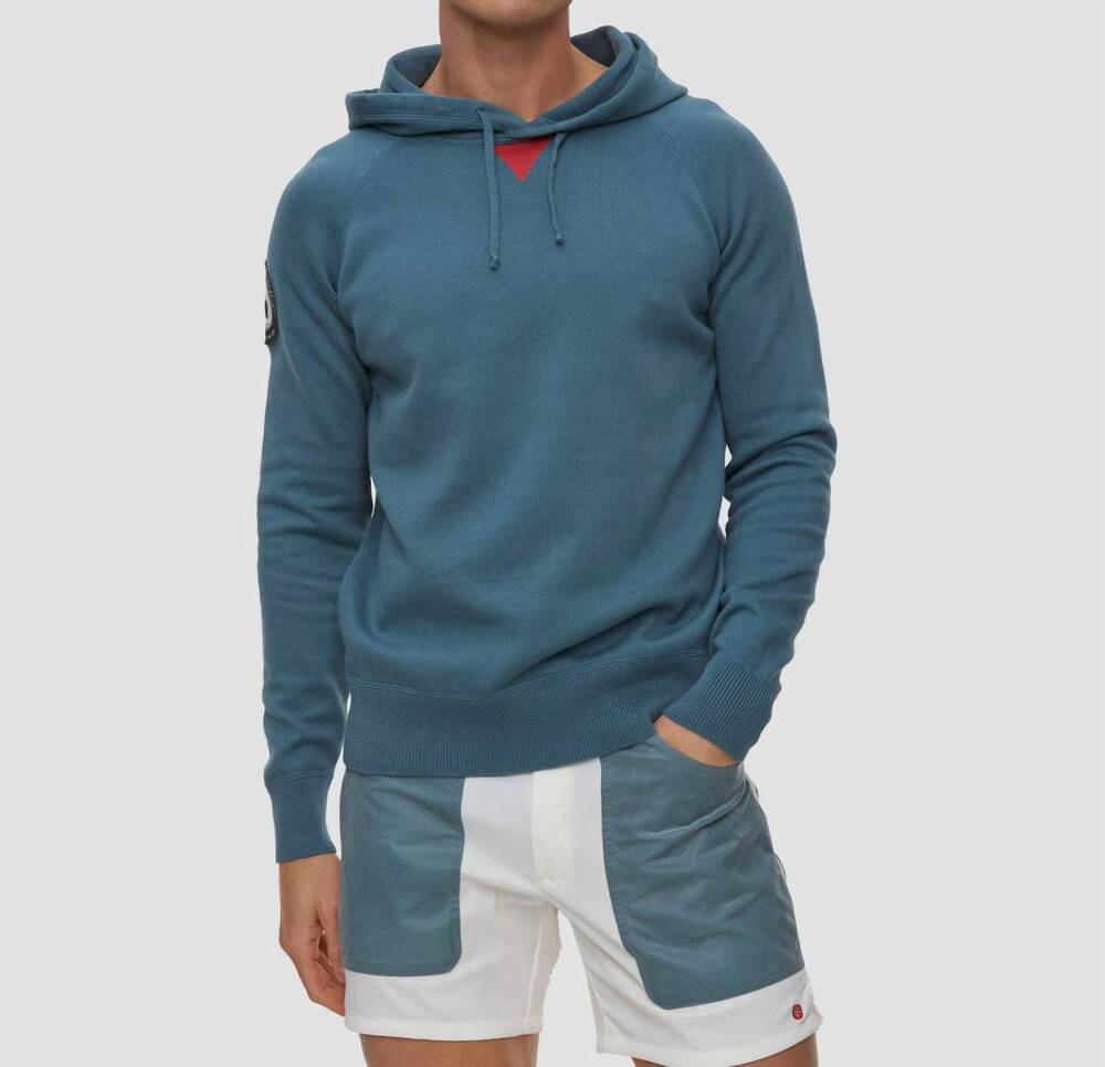 NEW AMUNDSEN lascar italian-knitted hoodie in denim blue